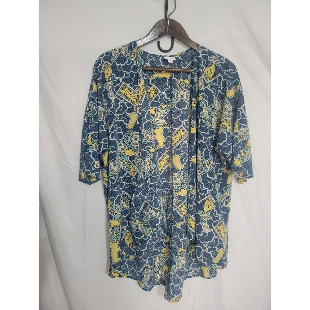 Lularoe Cover Up Womens Size M Open Front Kimono Multicolor Lightweight Cardigan